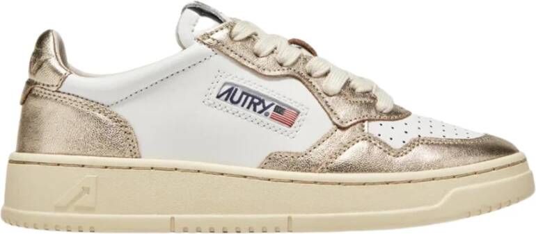 Autry Witte Platina Leren Sneakers Vintage-geïnspireerd Wit Dames