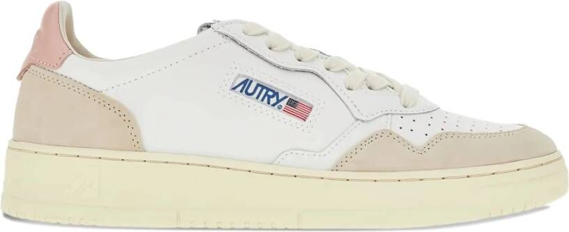 Autry Witte Poeder Leren Suède Sneakers voor Vrouwen