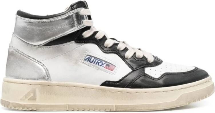 Autry Witte Zwarte Vintage Mid Sneakers Multicolor Dames