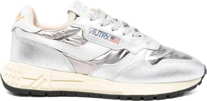 Autry Zilver Leren Lage Sneakers