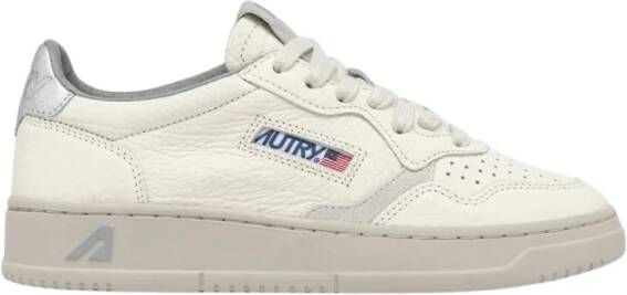 Autry Vintage-geïnspireerde leren sneaker in zilver wit White Dames