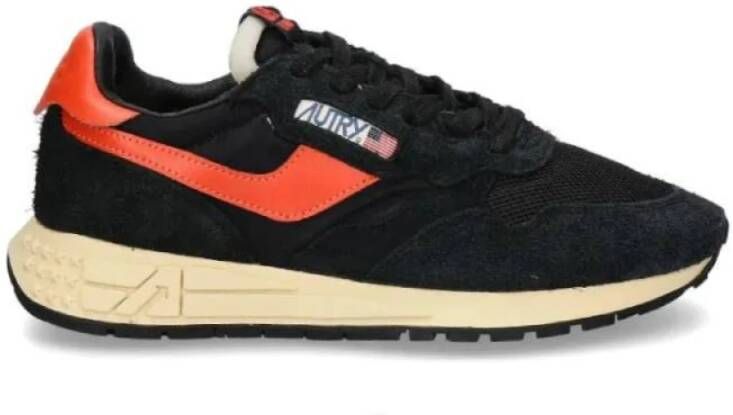 Autry Zwart en Oranje Leren Sneakers Black Heren