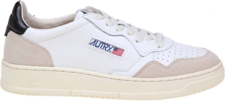 Autry Zwarte en witte leren en suède sneakers White Heren