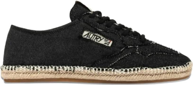 Autry Zwarte Katoenen Platte Schoenen