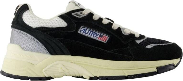 Autry Zwarte Leren Sneakers Hyperway Stijl