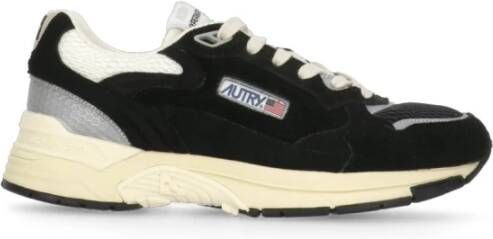 Autry Zwarte Leren Sneakers met Technische Stof