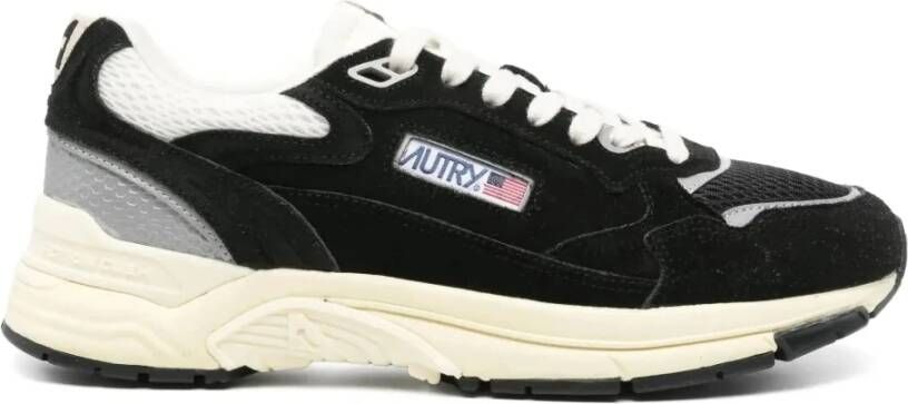 Autry Zwarte Sneakers met Geitenleren Bovenwerk