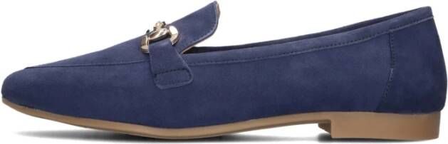 Ayana Blauwe Suède Loafers met Gouden Detail