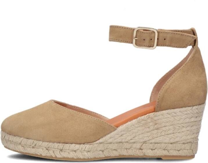Ayana Taupe Suède Espadrilles met Enkelband