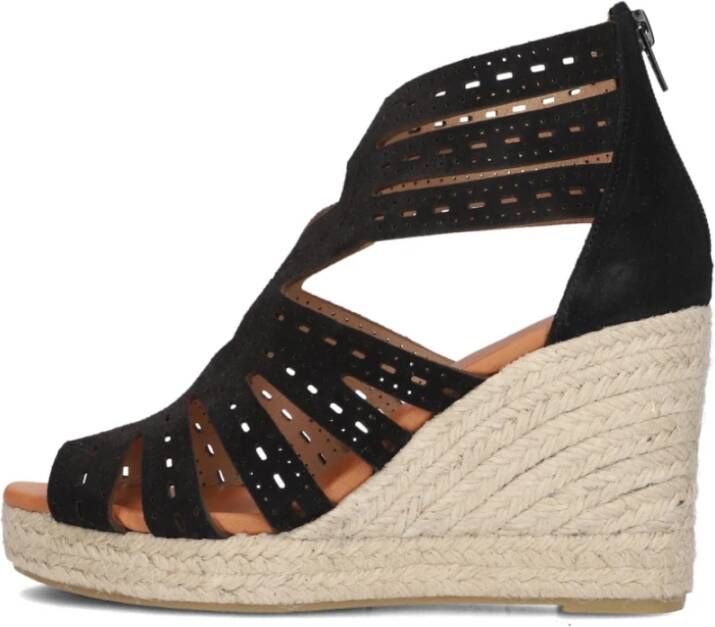 Ayana Zwarte Suède Espadrilles met Sleehakken