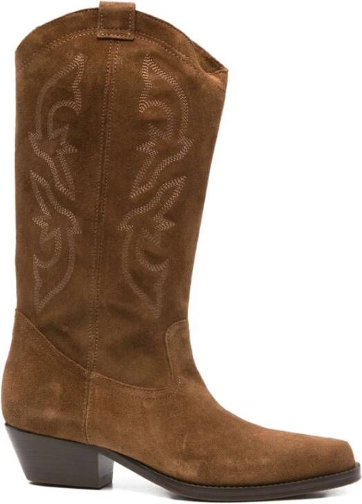 Ba&Sh Bruine Western Stitching Lage Hak Schoenen