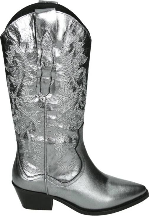 Babouche Westers Stijl Zilveren Laars