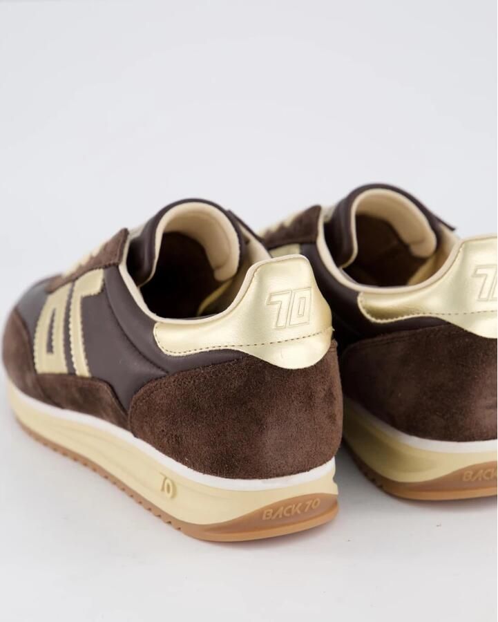 BACK70 Lage Sneakers Dames Jogger Suède Bruin - Foto 3