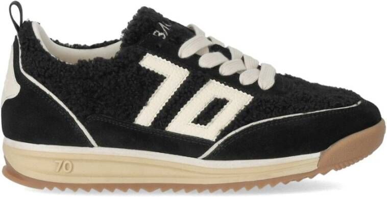Back70 Zwarte Suède Jogger Sneaker met Teddy Stof