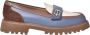 Baldinini Air force blue leather and vanilla patent leather loafers - Thumbnail 1