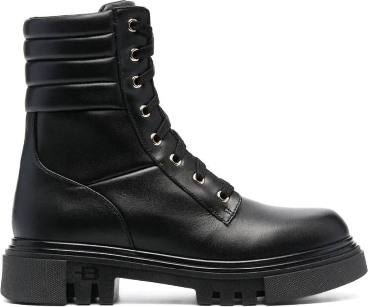 Baldinini Combat boots in black calfskin Zwart Dames