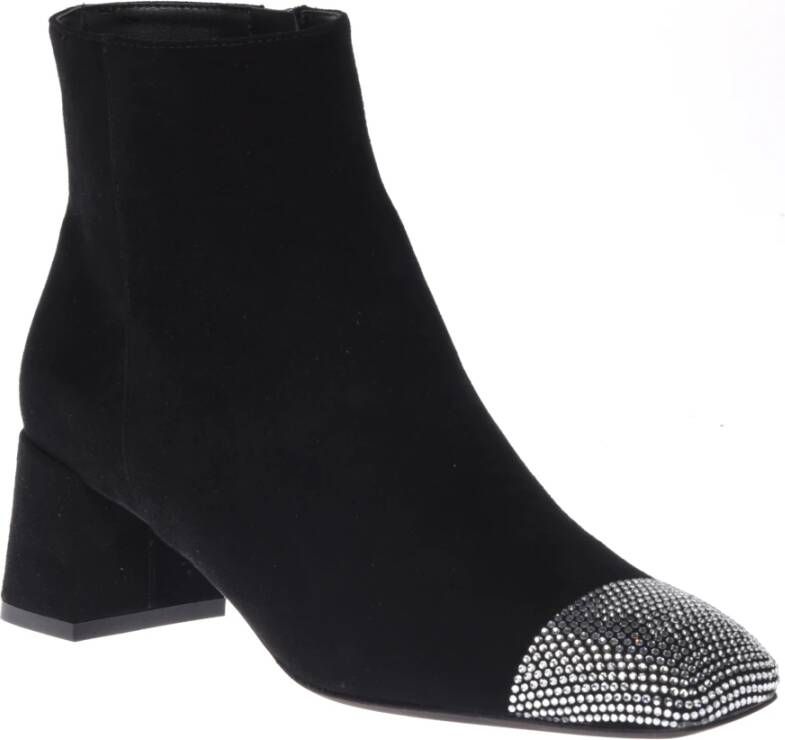 Baldinini Ankle boots in black suede with rhinestones Black Dames