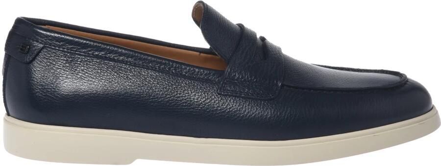 Baldinini Blauwe loafer van getrommeld leer