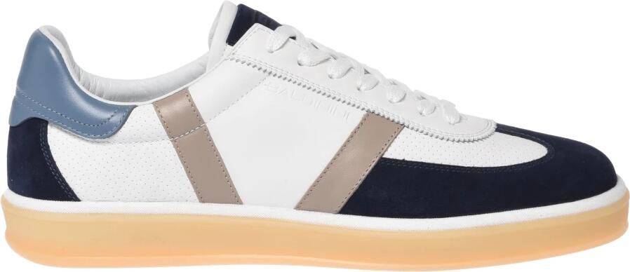 Baldinini Blauwe suède en witte leren sneaker