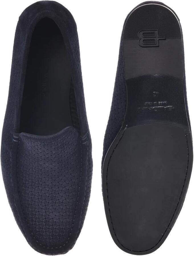 Baldinini Blauwe suède loafer met geweven print - Foto 2