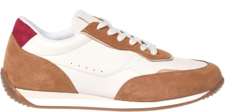 Baldinini Bruine suède en witte leren sneaker