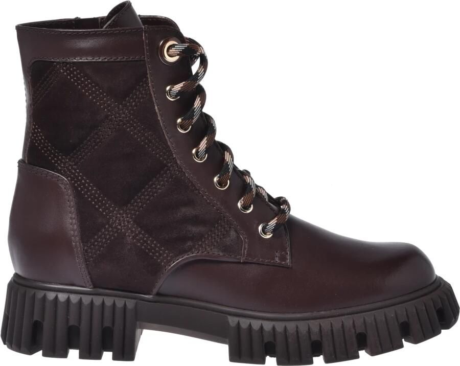 Baldinini Donkerbruine gewatteerde suède leren en leren combat boots - Foto 2