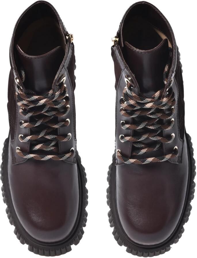 Baldinini Donkerbruine gewatteerde suède leren en leren combat boots