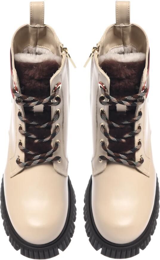 Baldinini Enkellaarsjes van leer met grove zool