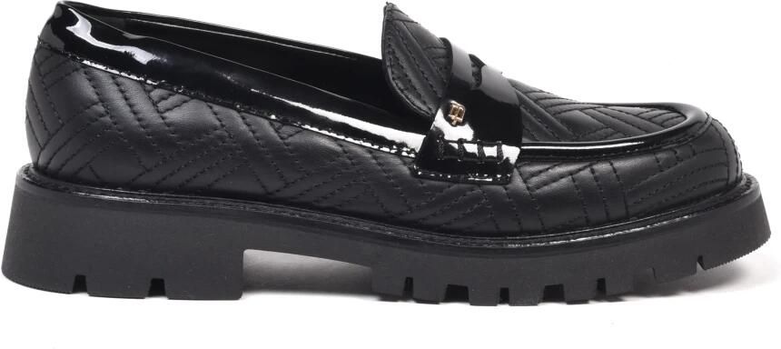 Baldinini Gevlochten leren en lakleren loafer