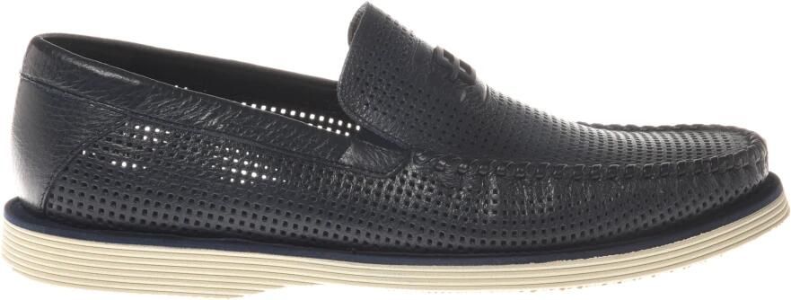 Baldinini Loafer in perforated tumbled leather blue