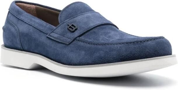 Baldinini Blauwe Elegante Gesloten Loafers in Leer Blue Heren