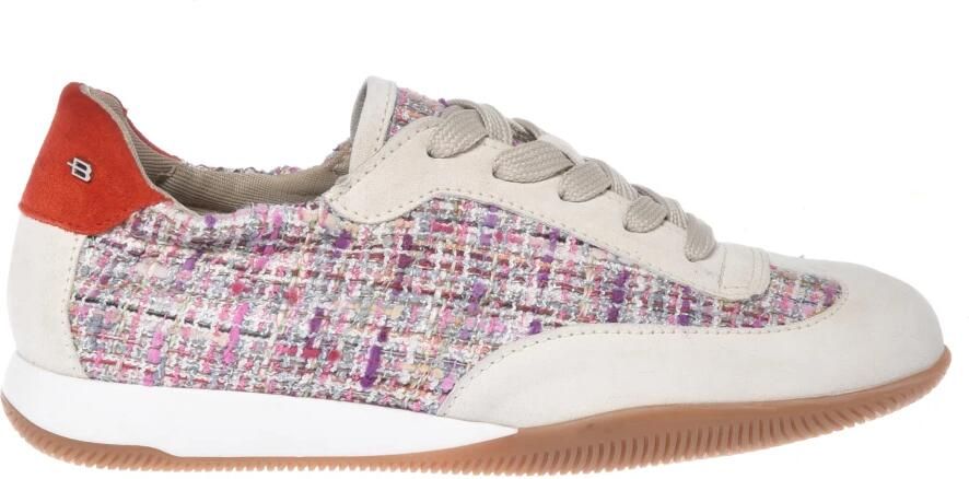 Baldinini Off white suède en multicolor tweed sneaker