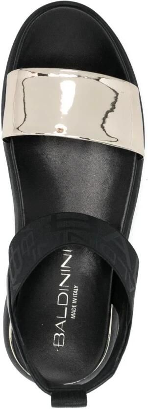 Baldinini Black calfskin and platinum patent leather sandals Zwart Dames - Foto 3