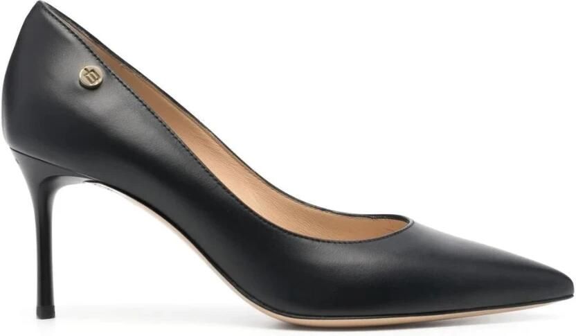 Baldinini Black leather court shoes Zwart Dames