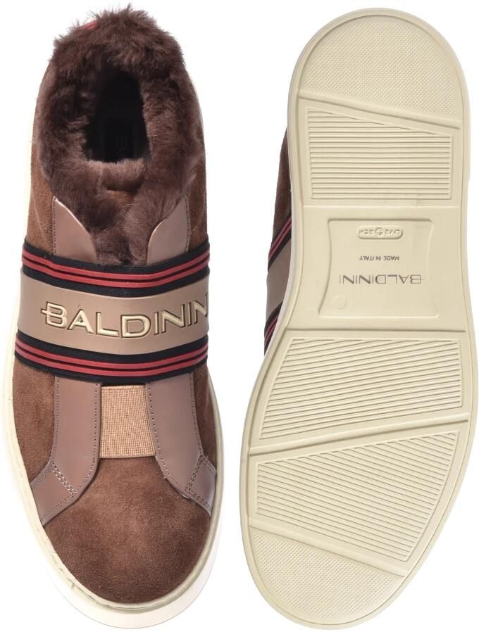 Baldinini Taupe suède leren sneakers met elastiek met logo