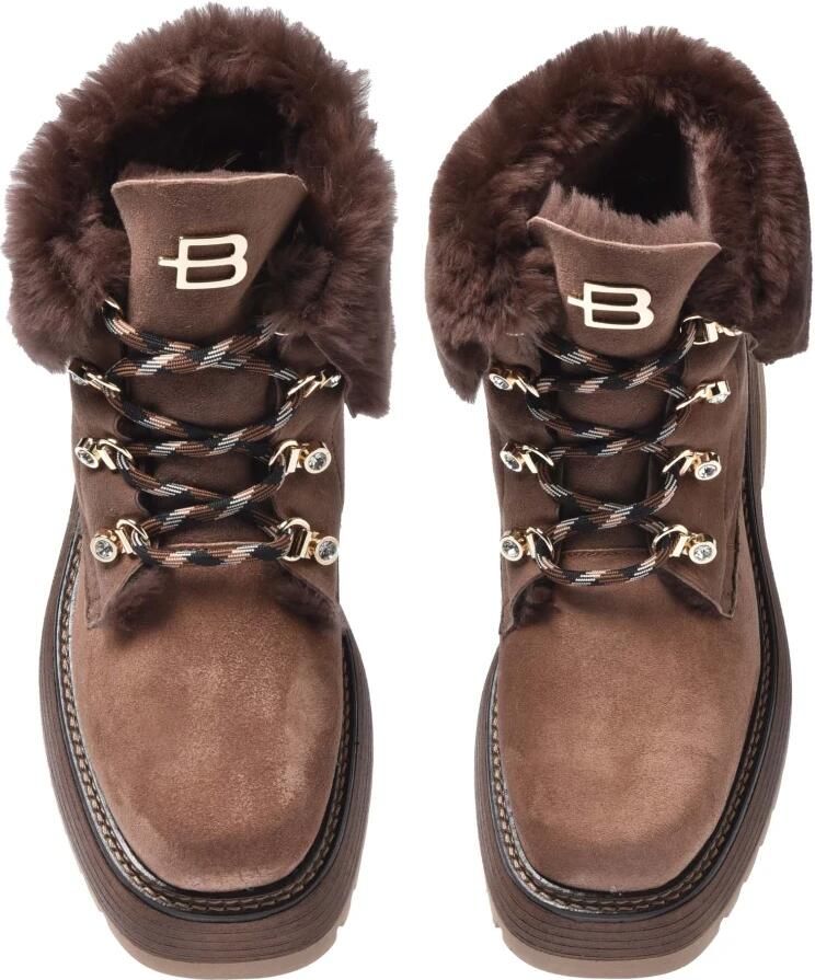 Baldinini Taupe suèdeleer en schapenvacht enkellaarsjes