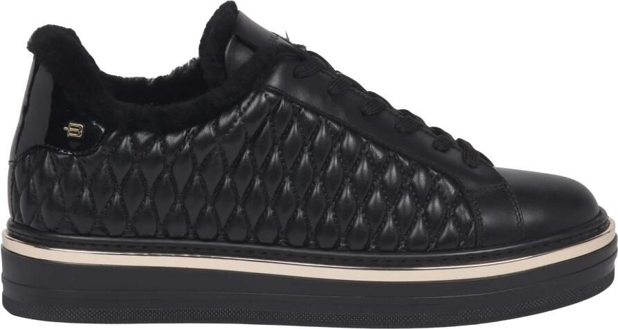 Baldinini Zwarte gewatteerde leren sneaker