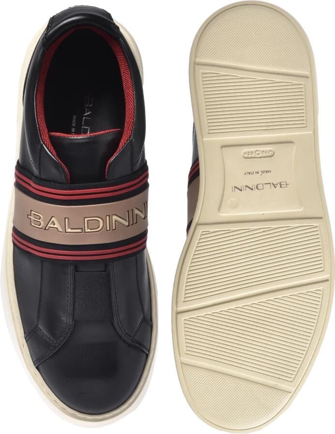 Baldinini Zwarte leren sneakers met elastiek met logo - Foto 2