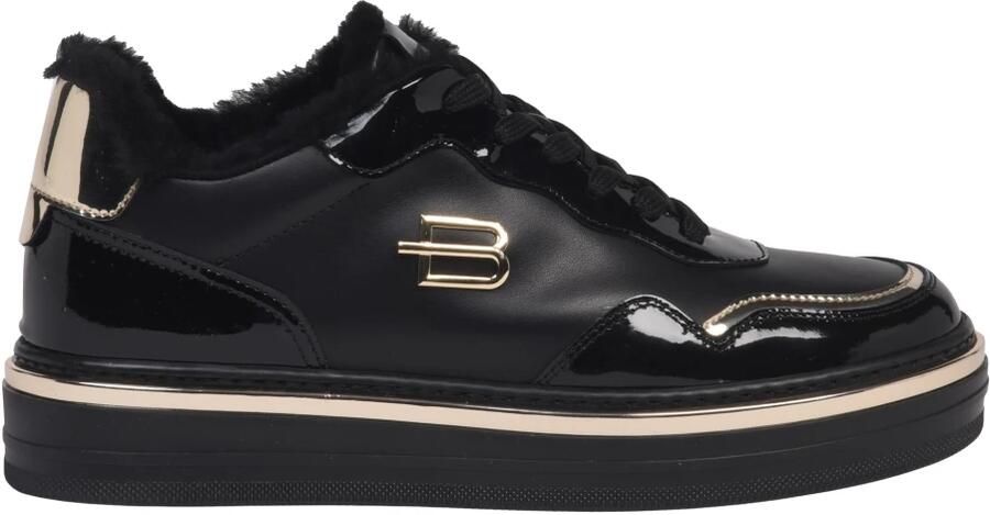 Baldinini Zwarte sneaker van lakleer en leer