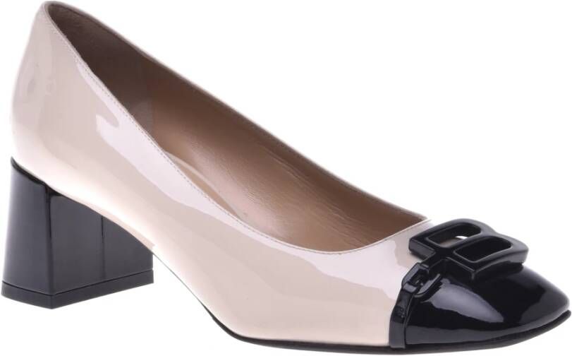 Baldinini Black and cream calfLeather leather court shoes Black Dames