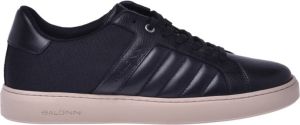 Baldinini Black leather and fabric low-top trainers Zwart Heren