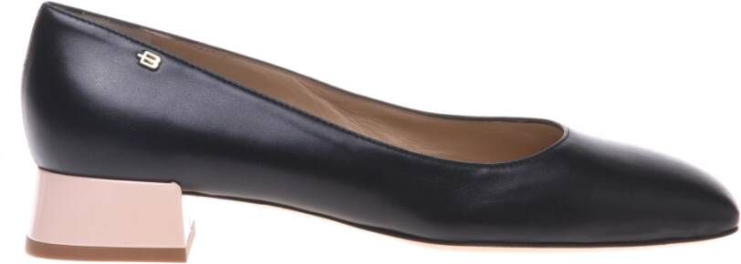 Baldinini Black leather and nude patent leather court shoe