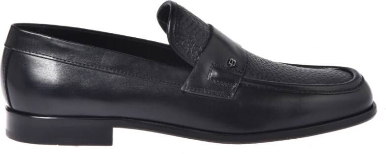 Baldinini Black leather and tumbled leather loafers