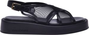 Baldinini Black nappa leather and mesh sandals Zwart Dames