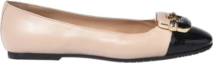 Baldinini Black patent leather and nude leather ballerina flats