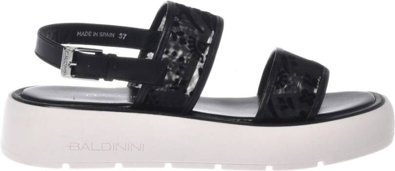 Baldinini Black petal mesh sandal