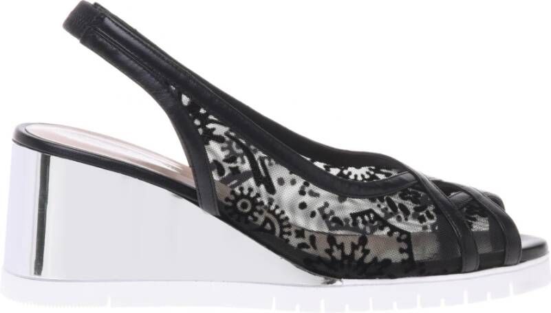 Baldinini Black petal mesh sandal