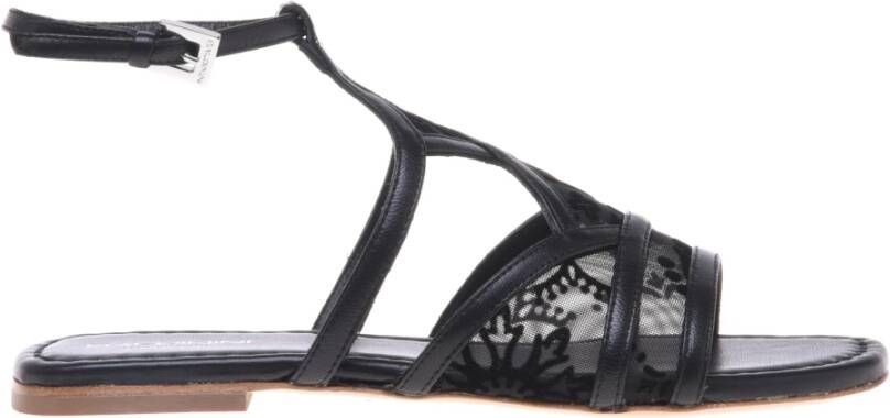 Baldinini Black petal mesh sandal