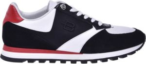 Baldinini Black suede and white leather low-top trainers Zwart Heren