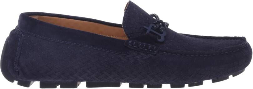 Baldinini Blue printed and perforated suede loafer